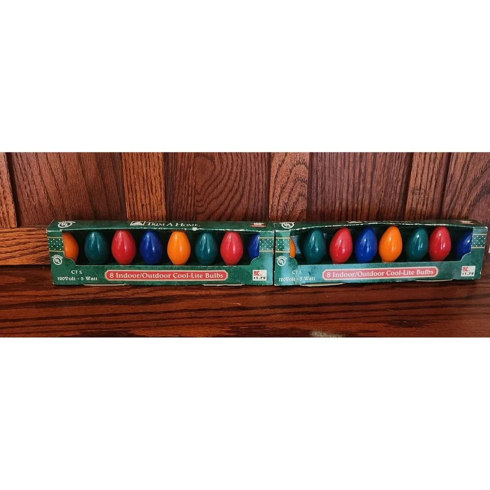 16‎ Vintage Trim-a-Home Indoor/Outdoor Cool-Lite Painted Bulbs 5w C7 1/2 Kmart